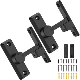 YogePote Sliding Barn Door Lock, 90/180 Degree Hardware Heavy Duty Screen Door Latch, Flip Gate Latches for Barn, Gate, Garden, Cabinet, Bathroom, Outdoor, Fence, Pet Cage (Black-2pcs)
