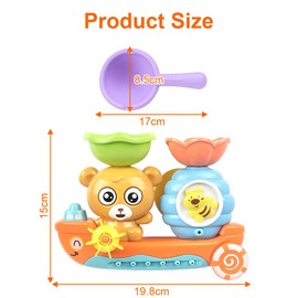 Badewannenspielzeug, Badewannenspielzeug Kinder, Badespielzeug Baby ab 1 Jahr, Bär und Bee, Wasserspielzeug Kinder, Badewannen Spielzeug mit Saugnapf, für Jungen Mädchen ab 1 2 3Jahr