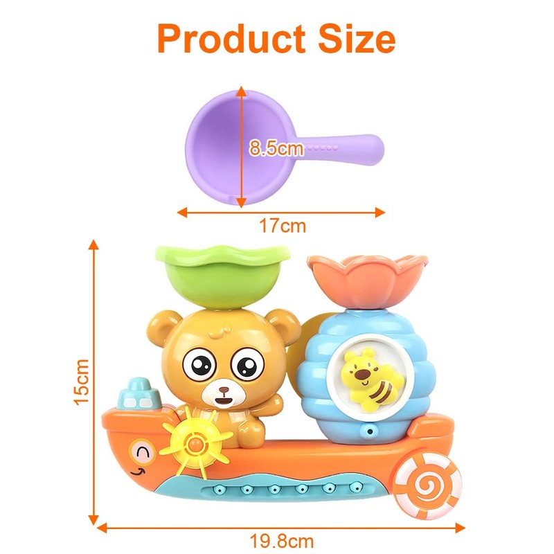 Badewannenspielzeug, Badewannenspielzeug Kinder, Badespielzeug Baby ab 1 Jahr, Bär und