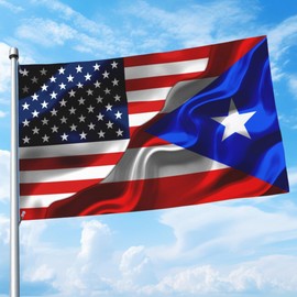 Puerto Rico Puerto Rican Usa American America Flag 3x5 Ft Double-Sided Printed Indoor/Outdoor Polyester Decoration Banner Brass Grommets 3x5 Foot National Flags For Outside