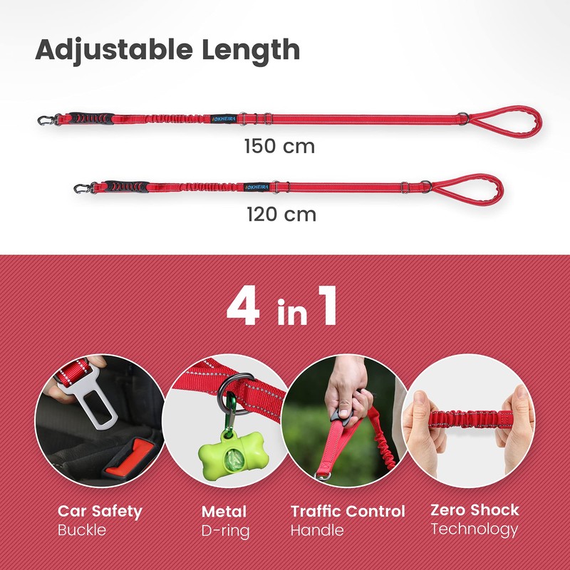 Dog Lead, Adjustable Dog Lead with Safety Belt for Dogs,