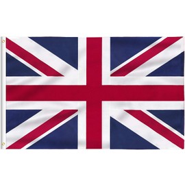 FLAGBURG United Kingdom Flag 5x8 FT,Double Printed Union Jack Flag with Vivid Color and Fade Proof, Canvas Header and Double Stitched, UK Polyester Flags with Brass Grommet