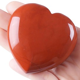 AWARDSEN 60 mm Large Heart Red Jasper Crystals Gemstones Gifts for Women, Red Heart Shaped Stone Reiki Healing Crystals for Valentine's Day, Anniversary, Birthdays and Thanksgiving Day