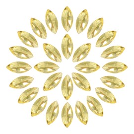 MECCANIXITY 50Pcs Horse Eye Shape Rhinestones, 7 x 15 mm Point Back Rhinestone Beads for Jewelry Making Crafts Costume Crystal Embellishments, Gold