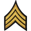 Papapatch Chevrons Sergeant E-5 Stripes US Army Rank Sew on Iron on Arms Shoulder Embroidered Applique Patch - Black and Gold (1 Piece) (IRON-E5-BK-GOLD-02)