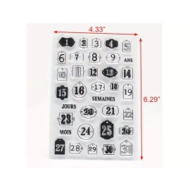 Unbranded Clear Stamp Set: Calendar Dates Numbers Tag Stamps - Advent Calendar Journaling