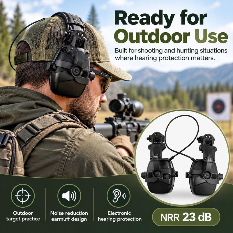 Electronic Noise-Reduction Earmuffs for Shooting – Hearing Protection Headphones for