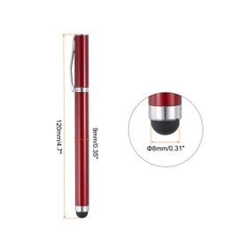 QUARKZMAN Pack of 3 Ballpoint Pens with Stylus Tip, 2 in 1 Ink Pen and Fine Tip Rubber Stylus Pens for All Capacitive Touch Screens, Universal, Red