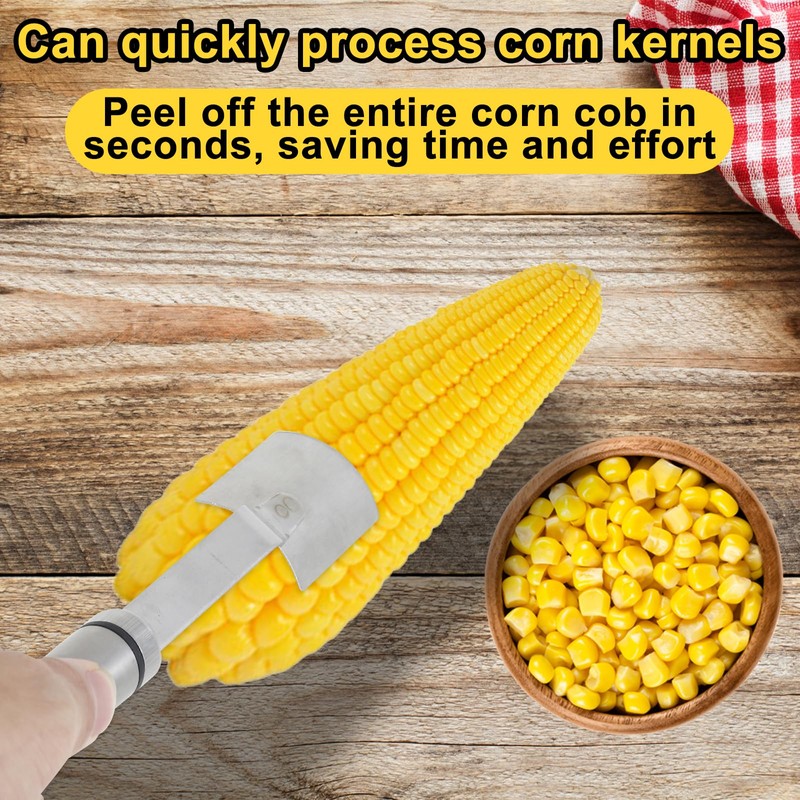 3PCS Corn Peeler Stainless Steel Corn Cutter with Long Handle