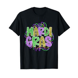 Mardi Gras Shirts for Woman Leopard Pattern Funny T-Shirt