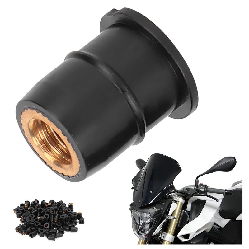 100PCS Well Nut M6x0.8mm Rubber Modification for Motorcycle ATV Windscreens