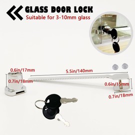 Sliding Glass Door Ratchet Lock with Chrome Finish,Glass Display Case Lock,Keyed Alike Showcase Display (2)