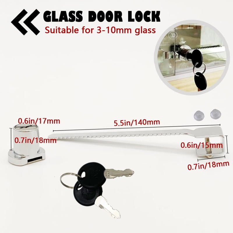 Sliding Glass Door Ratchet Lock with Chrome Finish,Glass Display Case