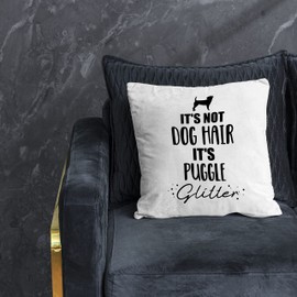 Nogrit Puggle Gifts for Puggle Lovers Reserved for The Dog Throw Pillow Cover 18x18 It's Not Dog Hair It's Pug Glitter Pug Pillow Covers Decor for Living Room Bedroom Home Decor