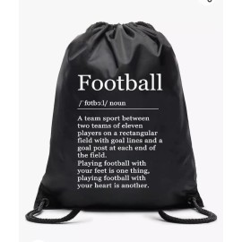Unbranded Football Definition Drawstring Waterproof Bag Backpack Black (B2)