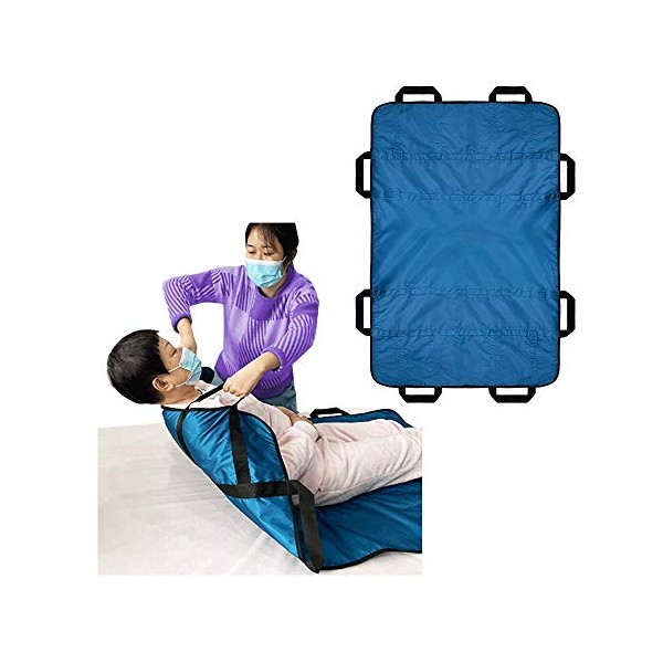 NEPPT Positioning Bed Pad with Handles Patient Transfer Sheet Draw Sheets Incontinence Transfer Blanket Washable Hospital Bed Pads for Bedridden, Disabled, Stroke Patient 55" X 36" (blue)