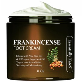 Essentially KateS Crema Para Pies Con Aceite De Incienso 8 Fl Oz - Combate El Dolor Y La Rigidez En Pies Cansados - Suela De Pie, Tendón De Aquiles, Puente De Pie, Tobillo Y Pie Crema Hillfoot