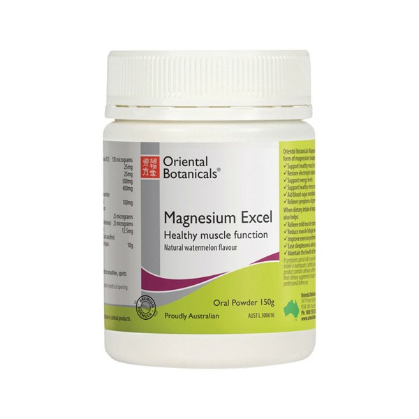 1 x 150g ORIENTAL BOTANICALS Magnesium Excel Powder (Muscle Cramps Nerve Health)