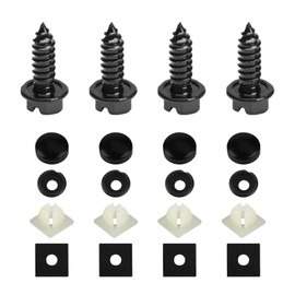 Ziciner 4PCS Rustproof License Plate Screw Kit, Anti-Theft Stainless Steel Car Bolts Fasteners Kit, Self Tapping Mounting Bolts for Securing Front and Back License Plate Frame, Cover (Black)