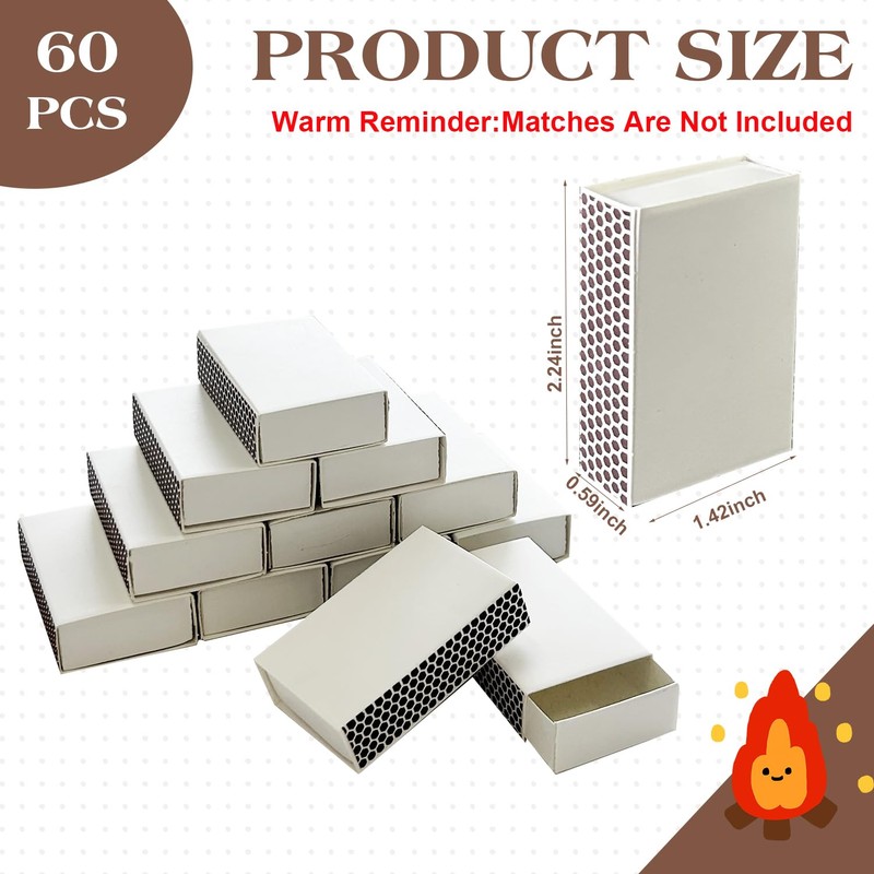 YumSur 60 Pcs Empty Match Containers Holiday Match Holders