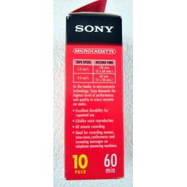 Sony Microcassette Cassettes 10 Pack 60 Minutes MC-60 Model 10MC60L