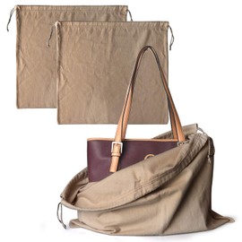 PlasMaller Dust Cover Storage Bags Purified 100% Cotton with Drawstring Pouch For Handbags Purses Pocketbooks Shoes Boots Set of 2 (16.5 x 13 in)