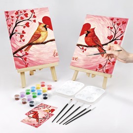 Nuberlic Sip and Paint Paint Kits for Couples Love Birds Pre Drawn Canvas