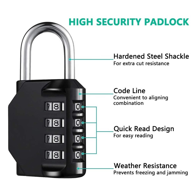 2 Pack x Combination Locker Padlock, 4 Digit Coded Padlock,