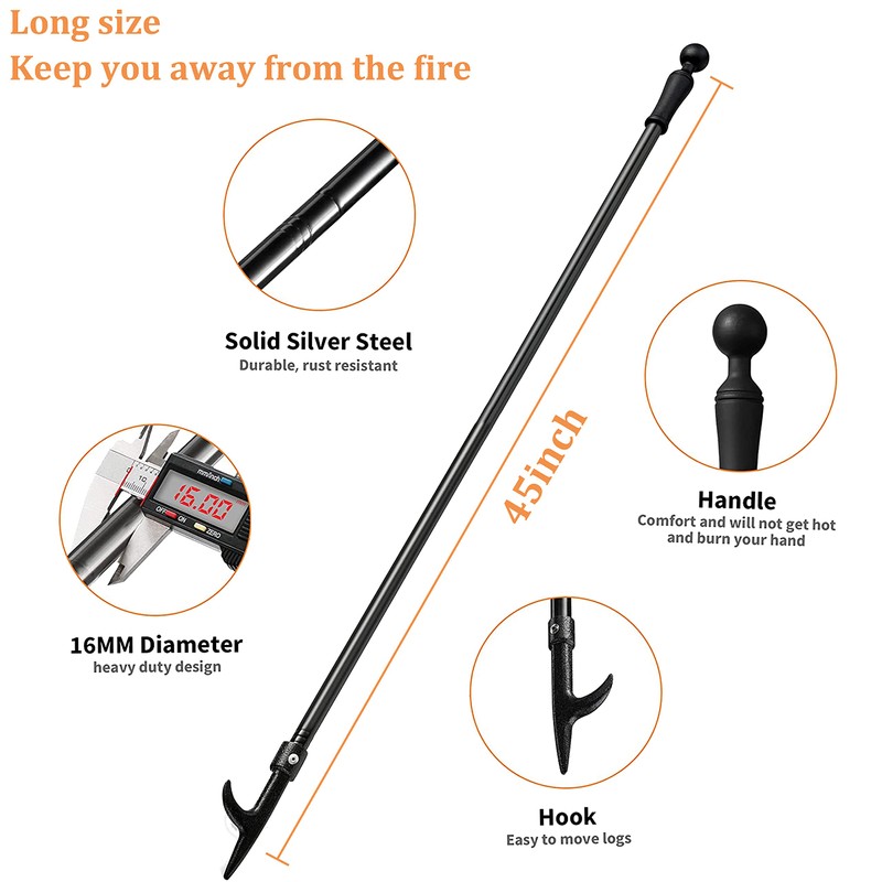 Fire Pit Poker for Fireplace, 31 Inches Extra Long Sturdy