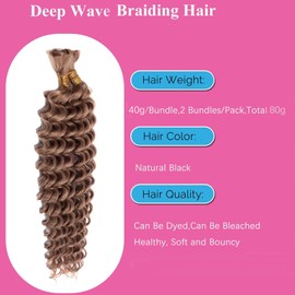 Deep Wave Bulk hair for Braiding Wet and Wavy Micro Braiding No Weft Faux Deep Wave Braiding Hair Extensions for Box Boho Braids