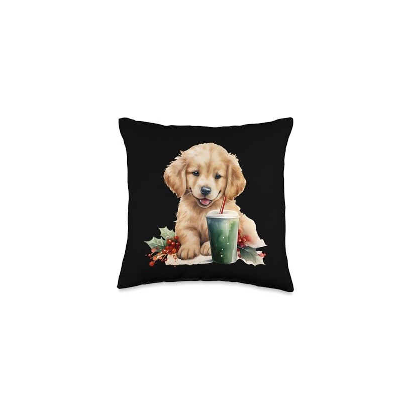 Dog Golden Retriever Christmas Throw Pillow