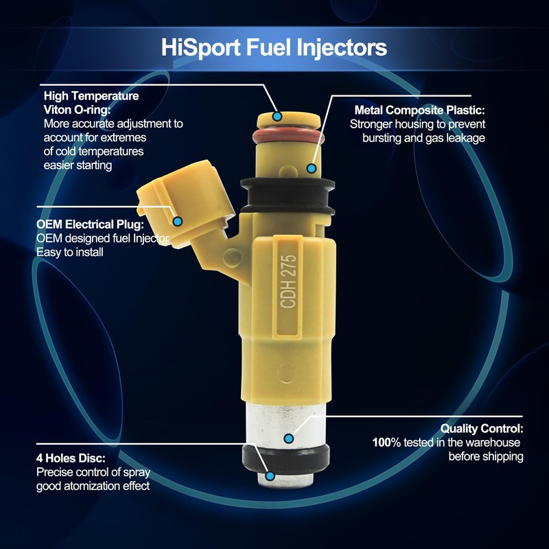 HiSport Fuel Injector CDH275 4 PCS Compatible with Yamaha Outboard