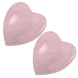 mookaitedecor Pack of 2 Natural Rose Quartz Heart Shaped Crystal Thumb Worry Stones for Anxiety Stress Relief, Polished Pocket Stones Palm Quartz Healing Crystal Gifts for Chakra Balancing