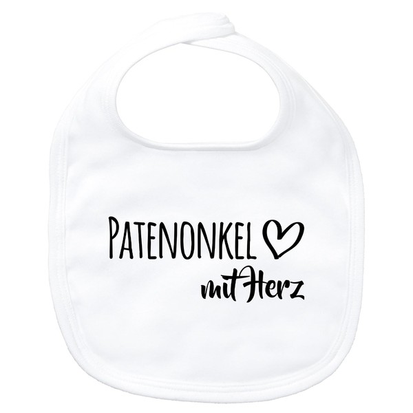 Huuraa Baby Lätzchen Patenonkel mit Herz Geschenk White Bio Baumwolle