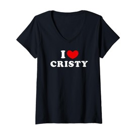 Womens I Love Cristy, I Heart Cristy V-Neck T-Shirt