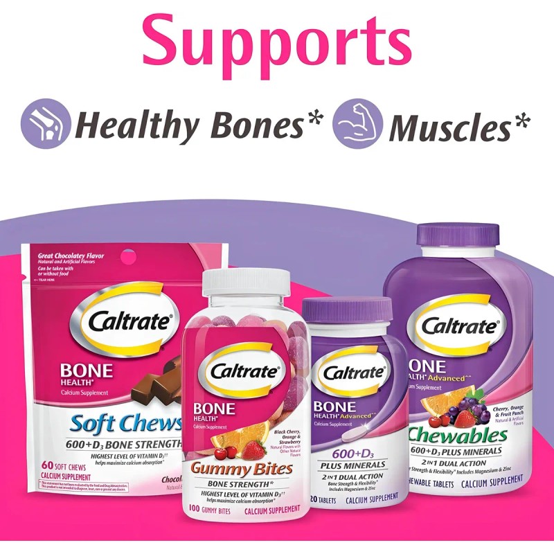 Caltrate Salud Ósea Calcio 600 + D3 120 Tabletas, Americano