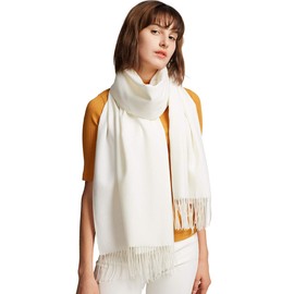 maamgic Women's Scarf Pashmina Shawls and Wraps for Evening Dresses Travel Office Winter Wedding Cashmere Feel Large Scarves Ivory