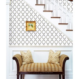 Timeet Pattern Wallpaper Trellis Wallpaper Peel and Stick Wallpaper 17.7"×393.7" Self-Adhesive Removable Wallpaper for Bedroom Living Room Decoration