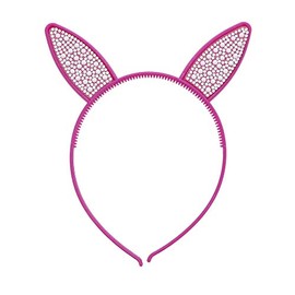 Bunny Ears Headband With Pearls and Rhinestones - Purple