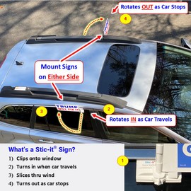 Stic-it 12x6 Rotating Car Flag, Plastic, Not Floppy, Eye-Catching Motion, Stays Upright, Durable Plastic, Easy On/Off, Clip to Window, Double Sided, American Company (Trump Will Fix It, 1 Pack)
