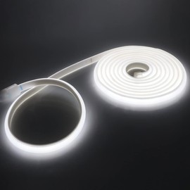 GQL Flexible COB Neon Light Strip, 220V LED Strip 288 LEDs/m, Cut to 50cm, IP65 Waterproof Modified Silica Gel Rope Light with UK Plug Power Supply (4m, Cold White)