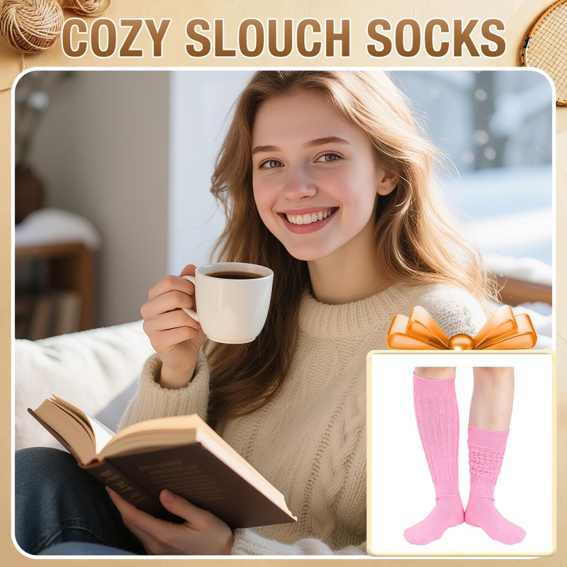 Slouch Gifts for Women - Slouchy Scrunch Scrunchy Socks, Pink