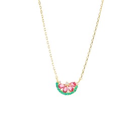 Niaspi Rhinestone Fruits Pendant Necklaces for Women Girls 18K Gold Plated Crystal Watermelon Fashion Fruit Necklace Dainty CZ Flower Collar Chain Creative Lightweight Adjustable Jewelry Gifts