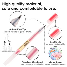 HANKU Colored Gel Pens, 0.5mm Fine Point Pen, 28 Pack Colored Pens, Smooth Writing No Bleed Bible Pens Japanese Style Fine Tip Pens for Journaling Coloring Office School Supplies