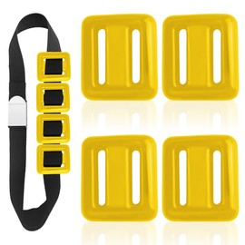 Esamploe 4 Pcs Dive Weights on Nylon Surfaces,1.1LB Dive Weights with Diving Weight Belt,Coated Diving Weights for Freediving,Spearfishing,Scuba Weight Belt for Waist 55" to 59.1"(Yellow)