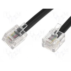 2m ADSL Cable - Premium Quality/Gold Plated Contact Pins/High Speed Internet Broadband/Router or Modem to RJ11 Phone Socket or Microfilter/Black