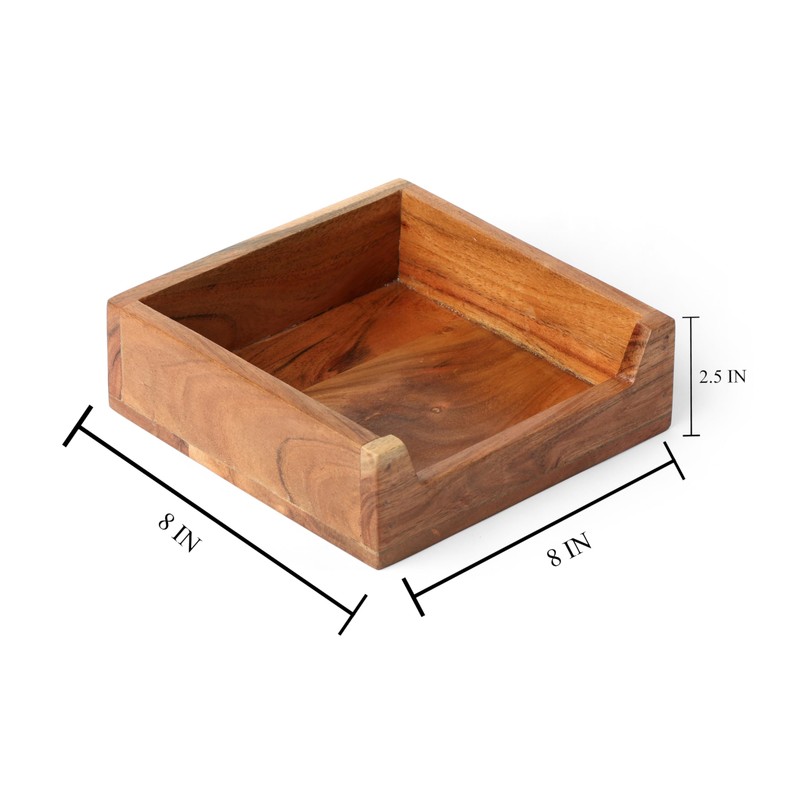 WEBHUSHI Acacia Wood Tissue Holder Box, Rectangular, 8 x 8