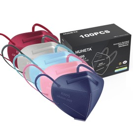 HUHETA KN95 Face Masks, Packs of 60 Individually Wrapped KN95 Mask 5-Ply Breathable Protective Masks, Morandi Multi Color
