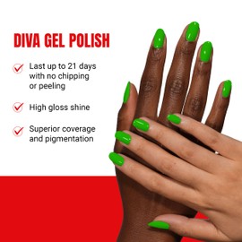 DND Diva Gel Polish Set, First Class Collection, UV/LED Gel Polish and Air Dry Nail Lacquer, Matching Chip-Free Polish Duo, 191 Lizard State, 0.5 Fl Oz
