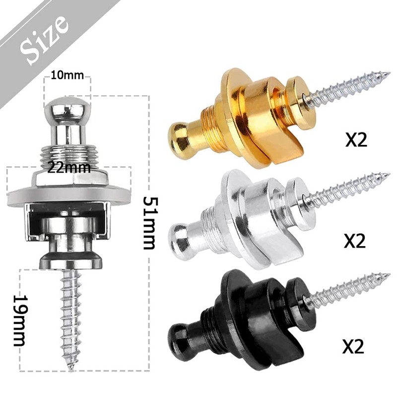 Bestgle 6 Pcs Guitar Strap Locks, Round Head Design Guitar